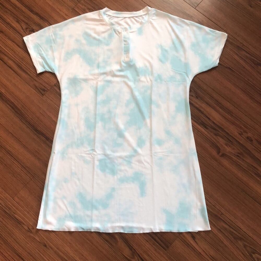 NEW HH Family Tie Dye Sleep Gown Blue White Size Medium